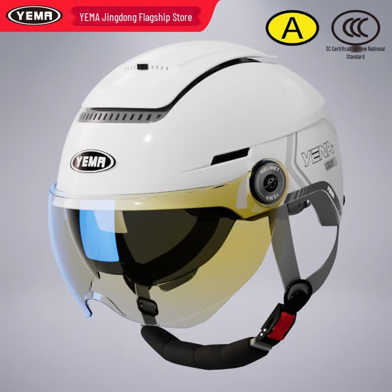 YEMA 370S Dual Visor All-Season Motorcycle & E-Bike Half Helmet
