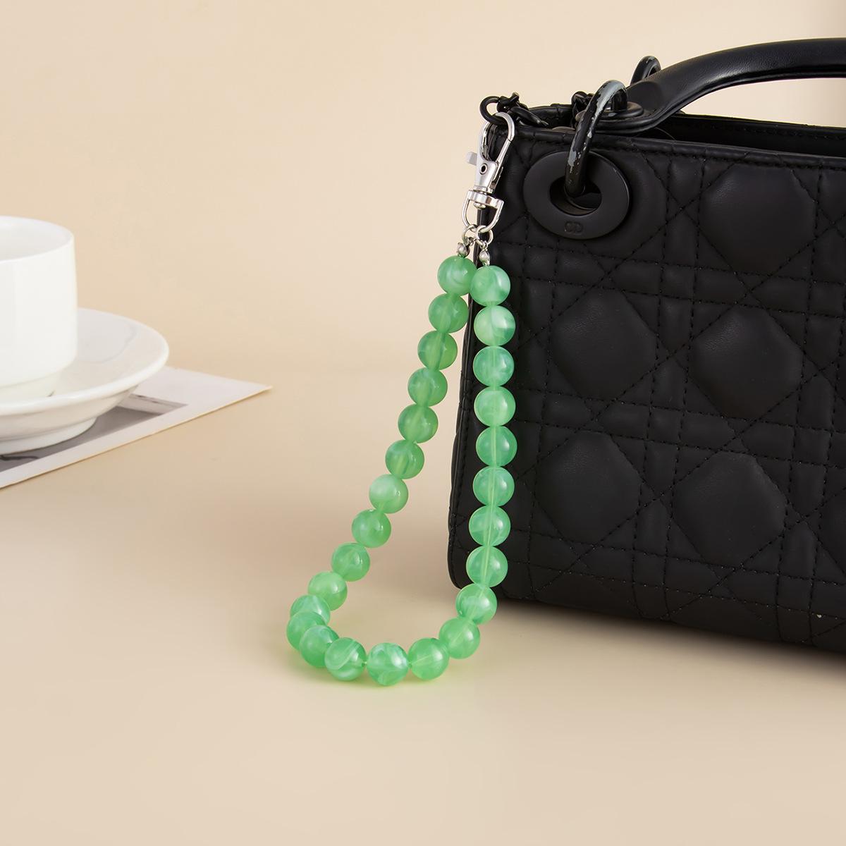 

Simple Style Handmade Beaded Bag Chain Pendant, Fashionable Smudged Acrylic Bead Key Lanyard