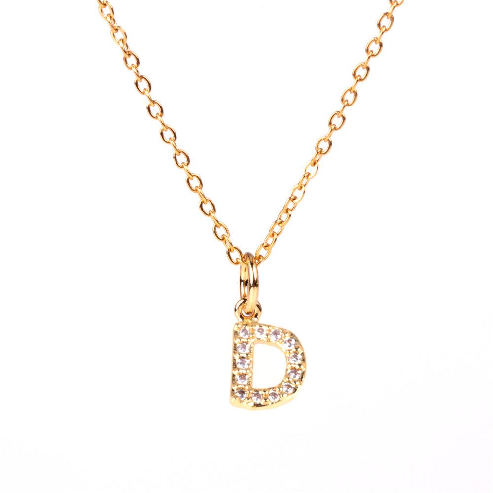 New Diamond Clavicle Necklace with 26 Alphabet Pendants - Stylish European and American Jewelry