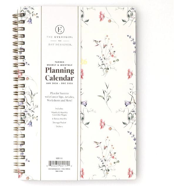 Blue Sky The Everygirl 2026 Weekly and Monthly Planner Calendar, January 2026 - December 2026, 5  x 8 , Flexible Cover, Durable Twin Wire Binding, 5  x 8