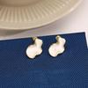 White Enamel Oil Leaf Stud Earrings for Women Geometry Irregular Curling Edge Earrings Party Trendy Personality Jewelry Gift