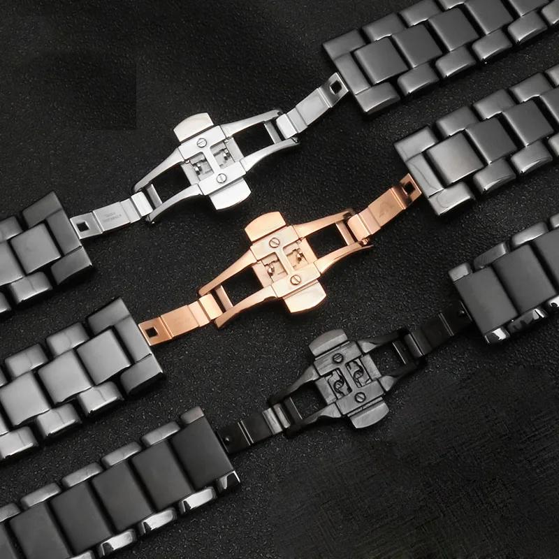 Alta qualità per cinturino per orologio AR1451 AR1452 AR1400 AR1410 con chiusura a farfalla in acciaio inossidabile 22mm 24mm cinturini per orologio in ceramica