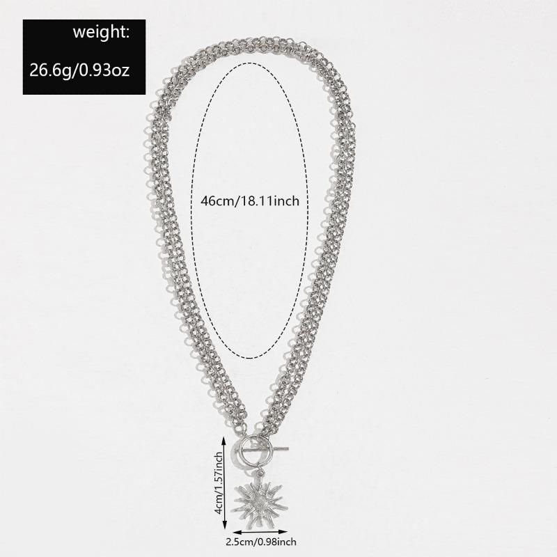 Alloy Thick Chain Necklace Exaggerated Jewelry Fashion Personality Niche Sun Pendant Collarbone Chain