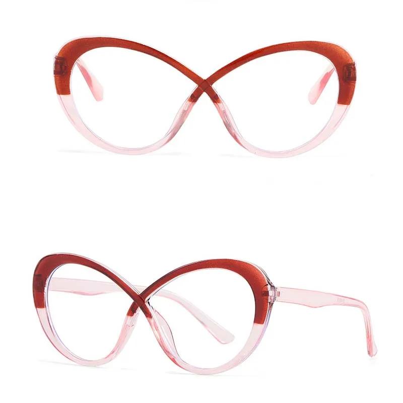 New Curve Anti-Blue Light Reading Glasses Women Oversized Optical Frame Eye Protection Eyeglasses Computer Presbyopia Goggles
