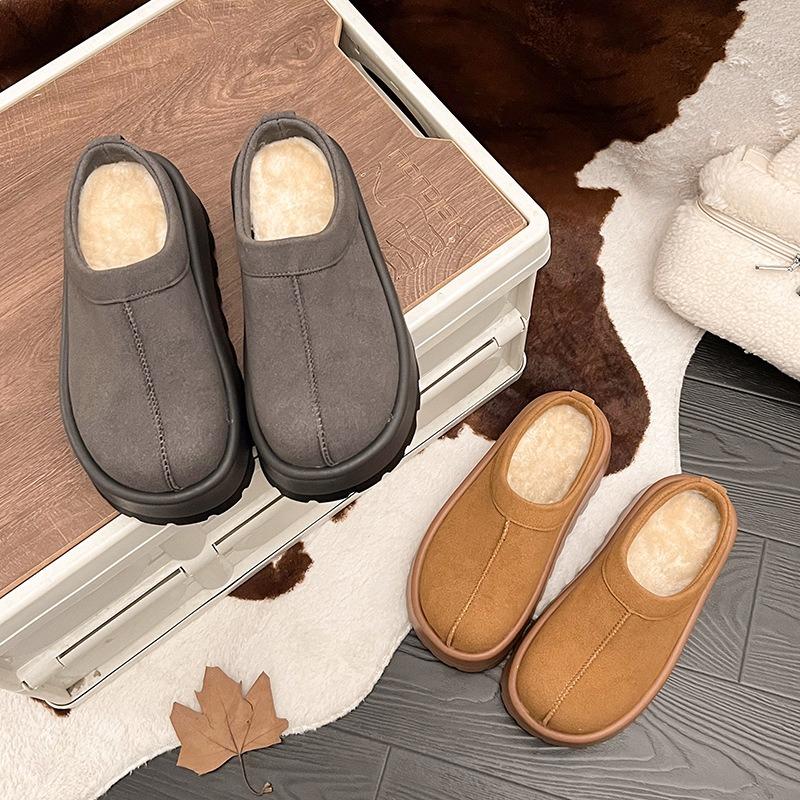 fur integrated gray thick-soled snow boots for women's winter new heightening, piling and thickening bag head drag