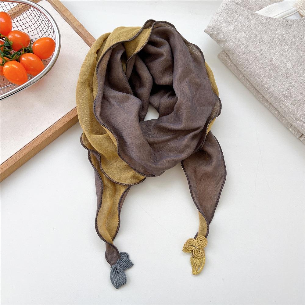 Double Layer Design Two Tone Headwrap Scarf Cotton Linen Bandana Hot Headscarf Accessory For Women