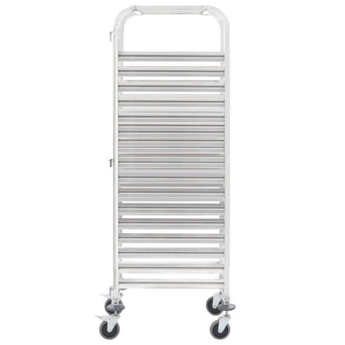 VidaXL Chariot de cuisine pour 16 plateaux 38x55x163 cm Inox