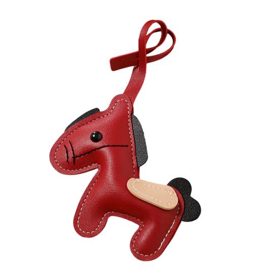 Keychain Vibrant Color Faux Leather Horse Design Key Chain with Lanyard Backpacks Car Keys Handbags Bag Accessory