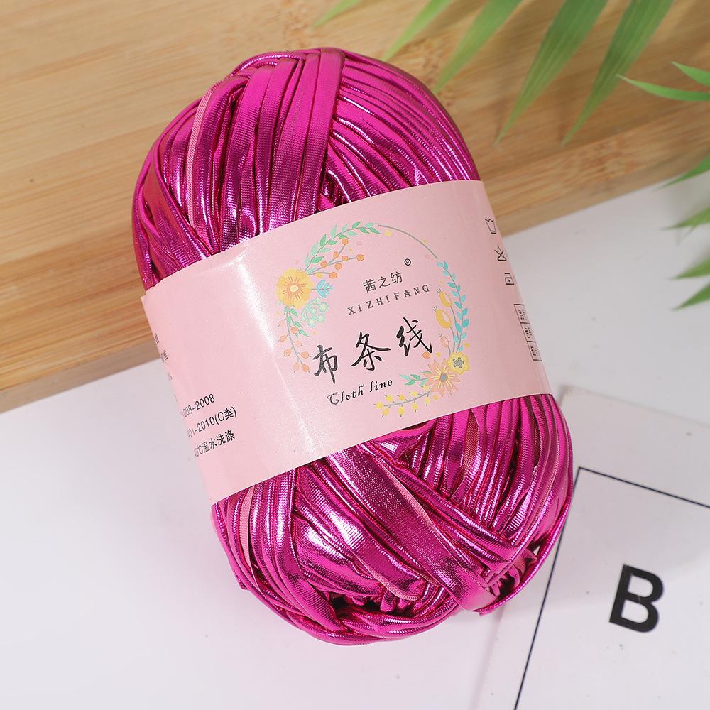Filato per T-shirt in Metallo, Luminoso, Lucido, Uncinetto Maglia, Filato di Tessuto con Colore Monolaterale, Borsa Artigianale Fai da Te Cesto Cuscino-Totale