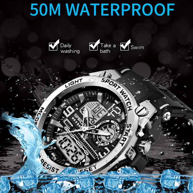 SANDA Electronic Watch Trendy Cool Electronic Watch Multi-function Alarm Clock Men's Wristwatch