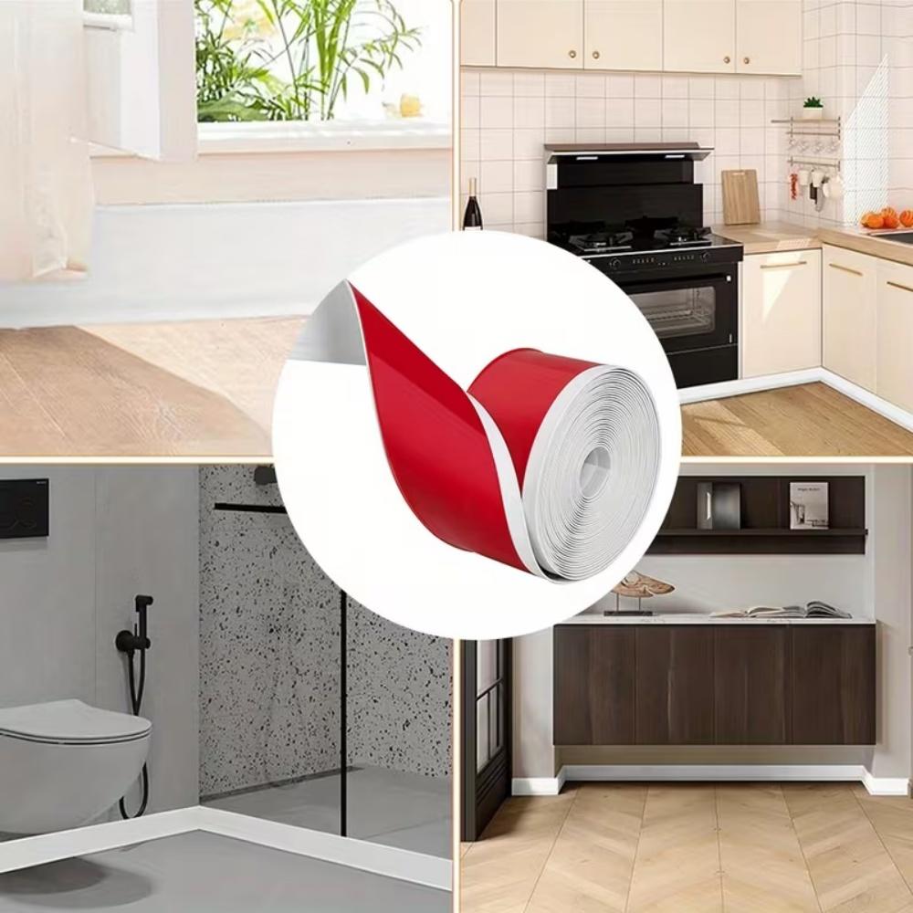 1pc 10cmX1m/2m/3meters Flexible Baseboard Molding Trim, Self Adhesive Rubber Wall Base. PVC for Walls Home Trim (White)