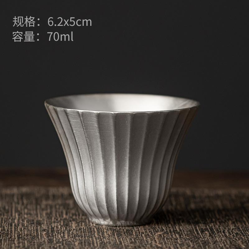 

Gilt silver Small Teacup, Ceramic Craft Teacup Kung Fu Tea Set Master Cup, Tea Tasting Cup Striped 70ml світло-сірого кольору