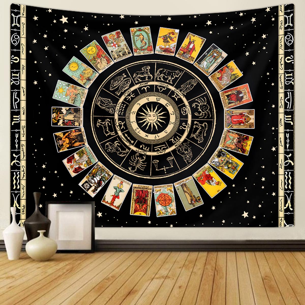 

1pc Tarot Card Tapestry, Twelve Constellations Tapestry, Sun Moon Starry Sky Tapestry, Altar Witchcraft Divination Set Tapestry 73x95cm