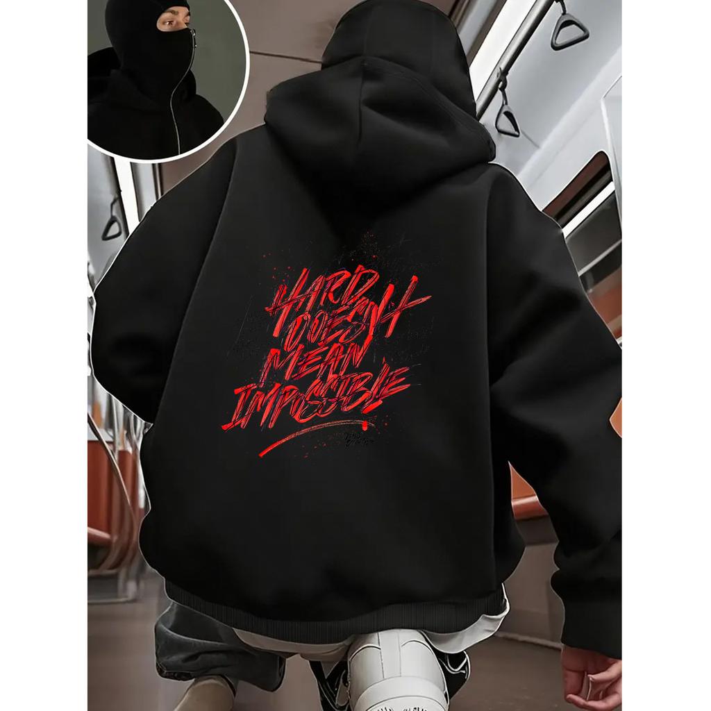 Alphabet Cotton Loose Breathable Sweat-absorbing zipper hooded sweatshirt Loose Men's Harajuku Ins Casual Style Top