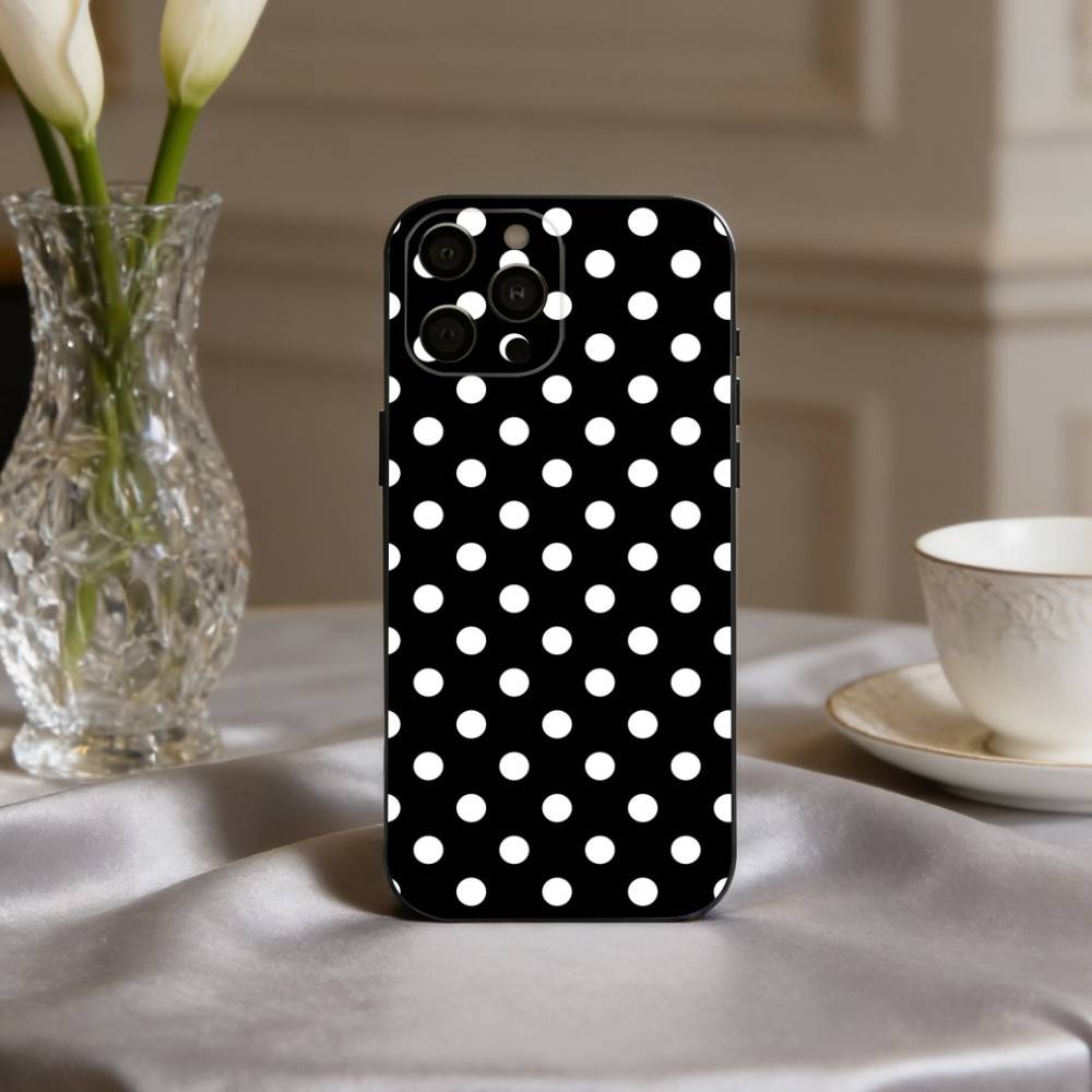 P-Polka D-Dot A-Art Phone Case For iPhone 17,16,15,14,13,12,11 Plus,Pro Max,XS,Soft Silicone Black Cover