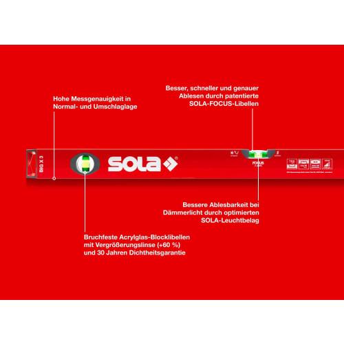 Sola BIG X3 120 120 cm Box Size Spirit Level - Red