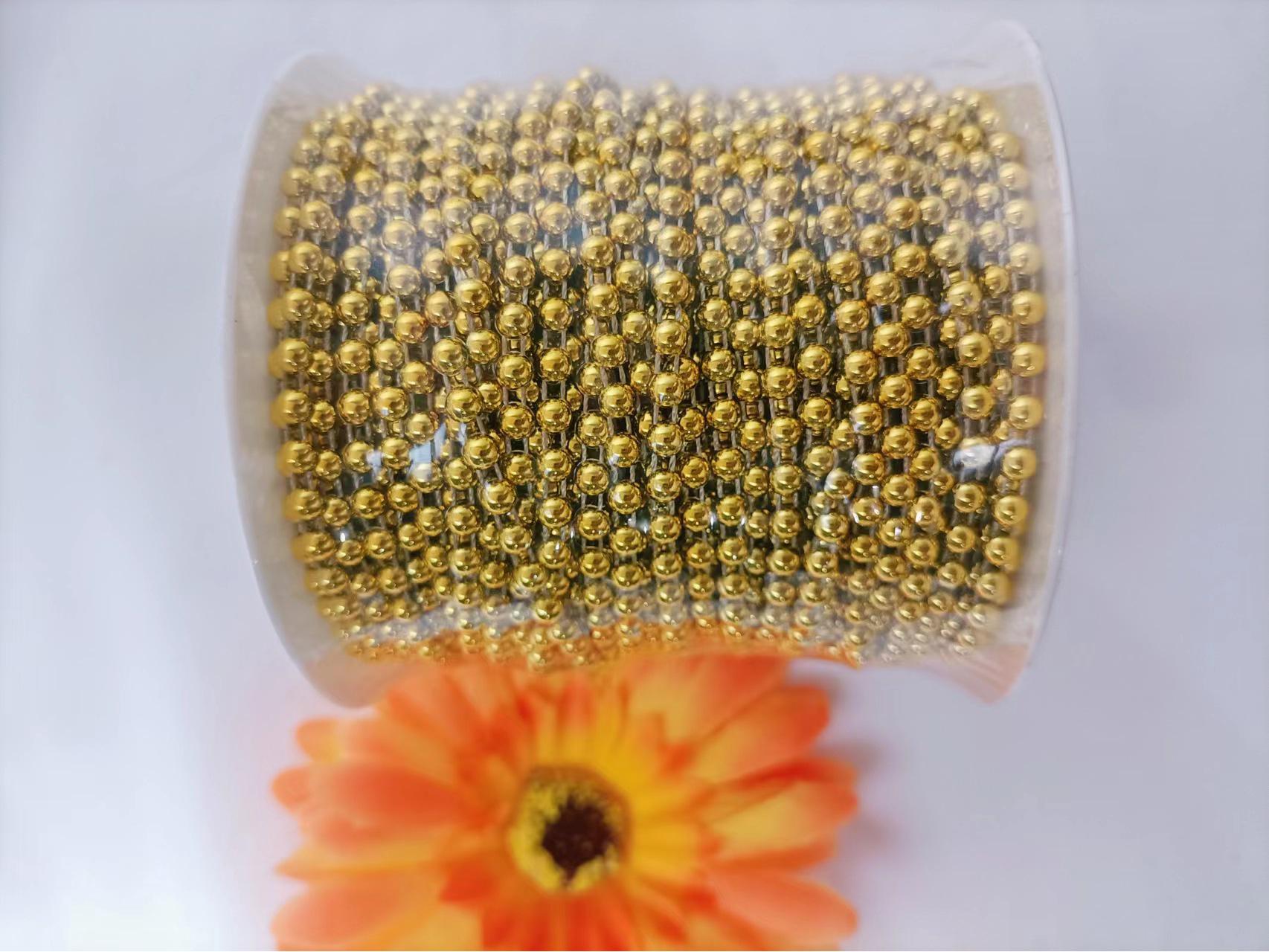 

4 мм Напівкругла ланцюжок з намистинами для різдвяних прикрас, DIY виробів та аксесуарів для волосся 4mm Beaded Chain 50m/Roll (with Reel)