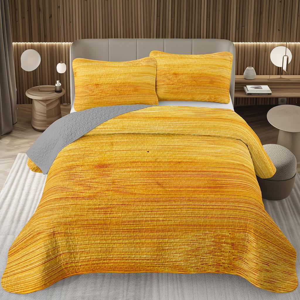 Wood Barn Door Bedspread Queen/Twin Wood Grain Quilted Coverlet Retro Rustic Farmhouse Bedding Set Reversible Grey Quilt Set