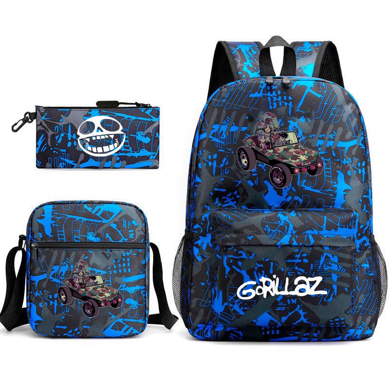British virtual band trend heat transfer, primary and secondary school students schoolbag Gorillaz children's starry sky three-piece set, teenagers