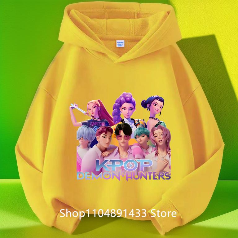Kpop Dämonenjäger Kinder Logo Merch Hoodies Mädchen Jungen Sportliches Sweatshirt Langarm Lässiger Pullover ohne Kordelzug Hoodie