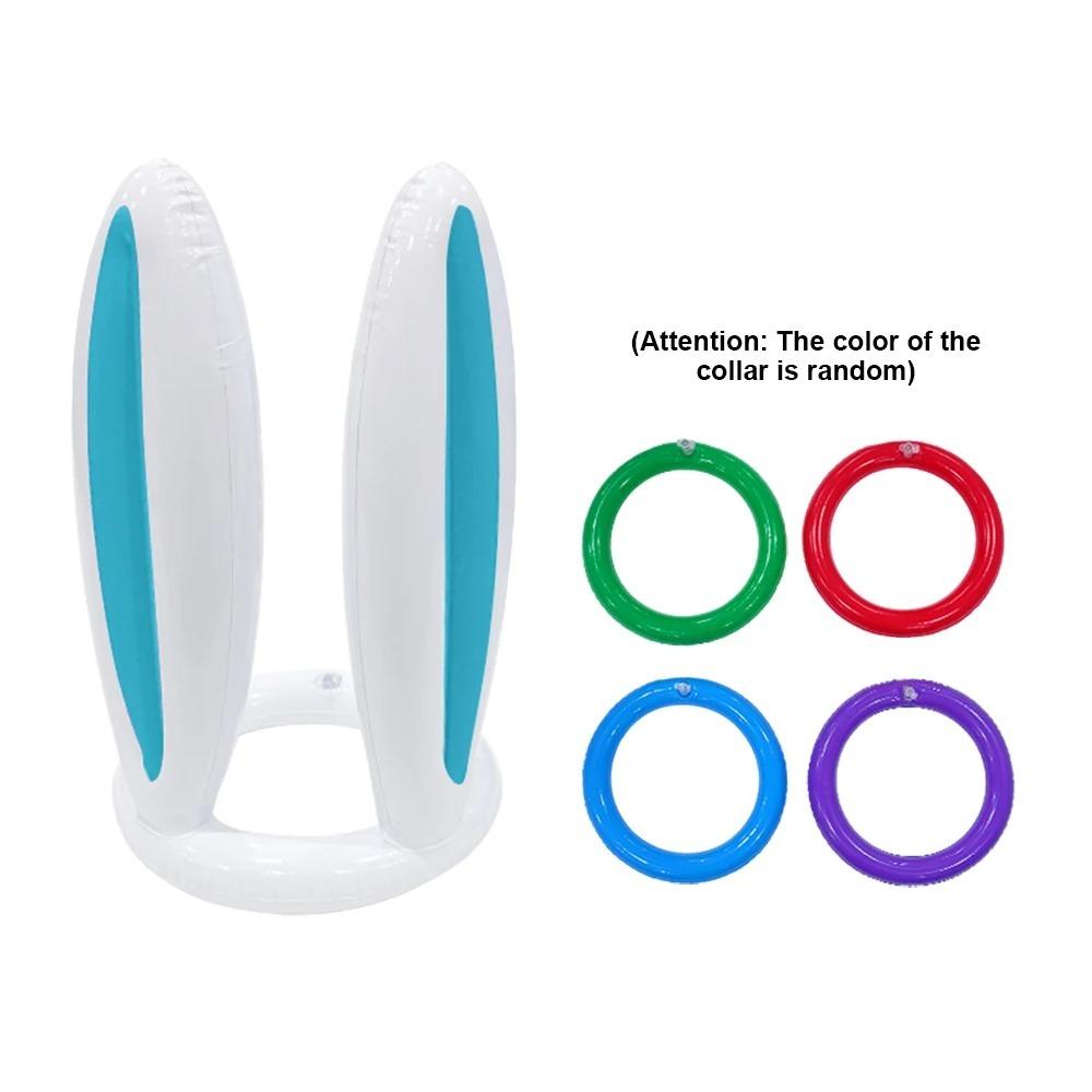 Ring Toss Set Ring Toss Game Colorful Rabbit Ear Throwing Ring Inflatable Bunny Ears  Party Game синий