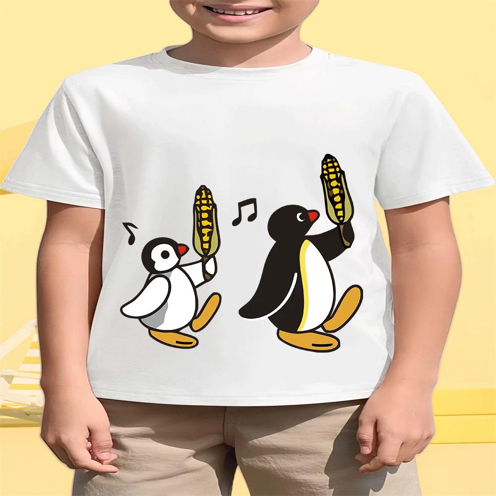 Summer Fashion Hot Sale 2026 Boys' and Girls' Penguin Cartoon Print T-Shirt
