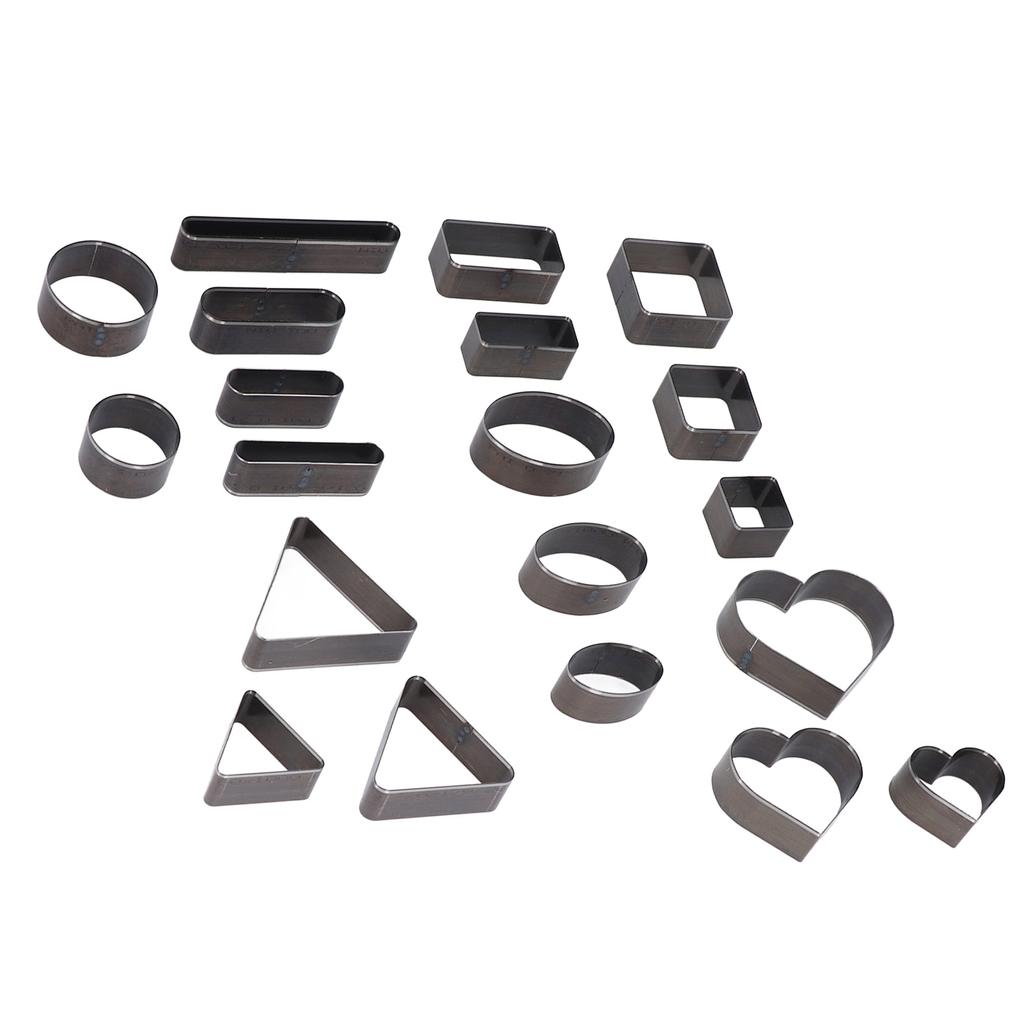 20PCS Leather Die Cutter Round Quadrate Hearts Leather Cutting Dies High Carbon Steel Punching Die Set for Cut Leather