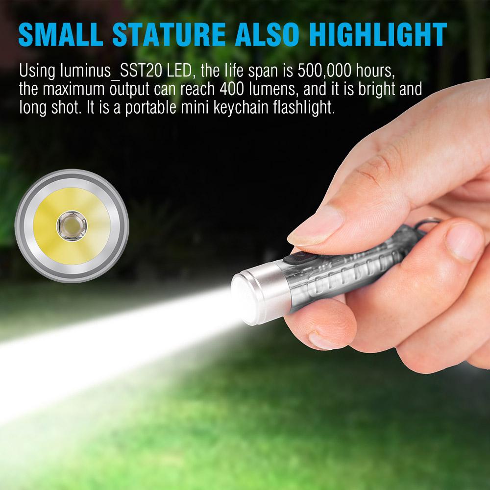 Mini LED Flashlight 10 Light Mode Self-Defense Tactical Keychain Flashtorch High Powerful Portable Outdoor Lighting