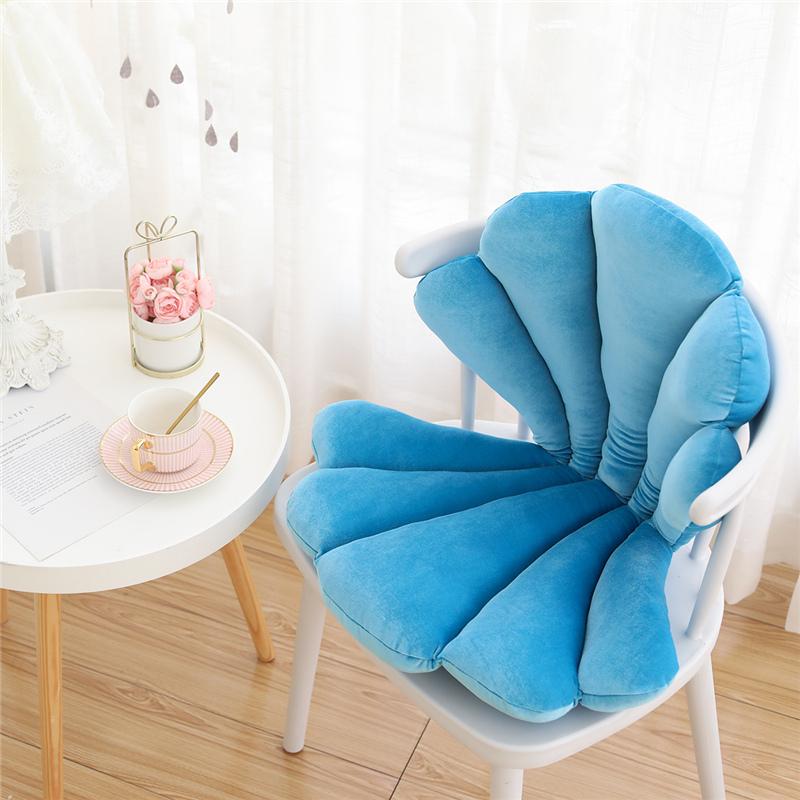 Luxury Velvet Shell Stuffed Chair Seat Cushion Art Style Shell Back Cushion Blue Rose Princess Sea Shell Home Pillow Decor