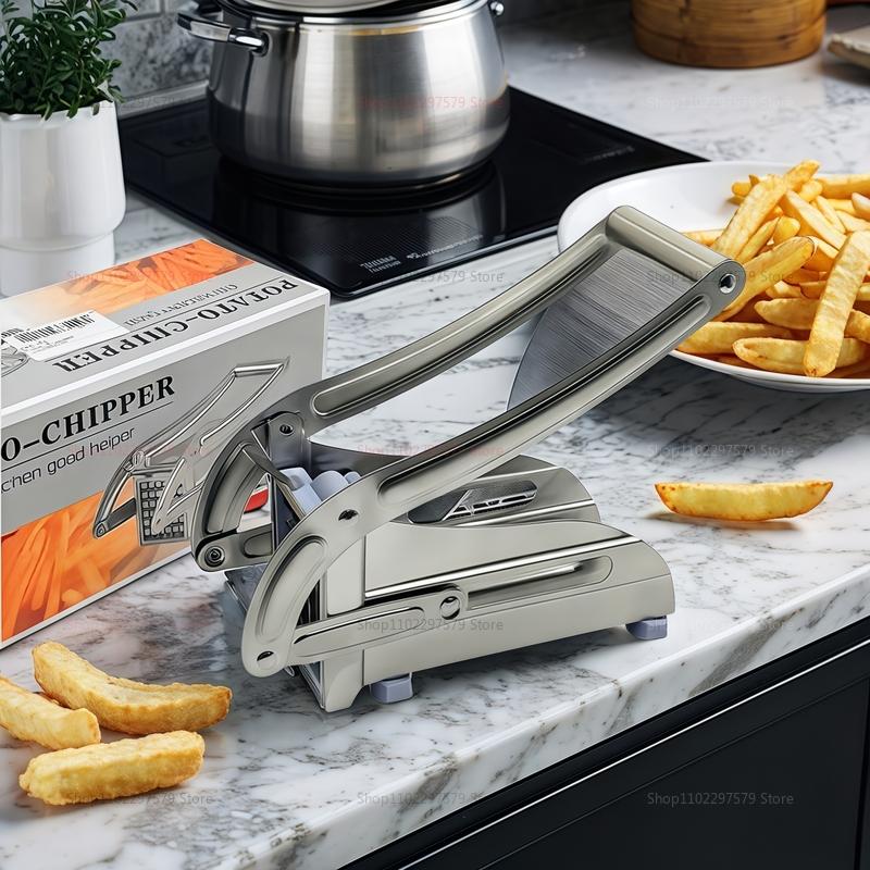 Stainless Steel Potato Slicer Vegetable Cutter Multi Functional Manual Fast Cutting Tool with 2 Blades Manual Fries Machine