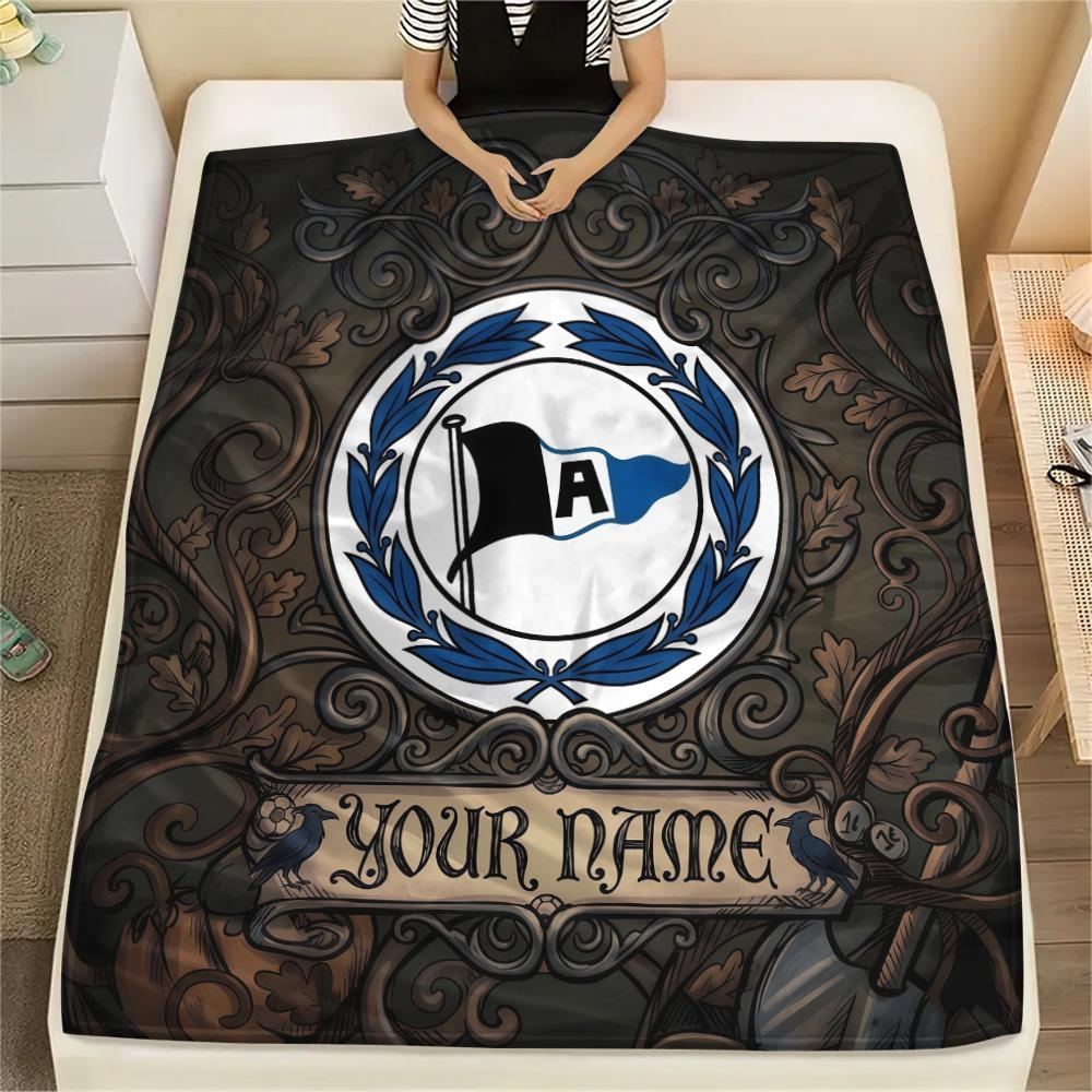 Custom Name Arminia Bielefeld Flannel Blanket, High quality Comfortable for All Seasons, Home Decor, Warmth and Comfort