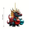 Christmas Santa Claus Dragon Pendants Acrylic Baby Dragon Pendants Realistic Dragon Hanging Ornaments for Xmas Tree