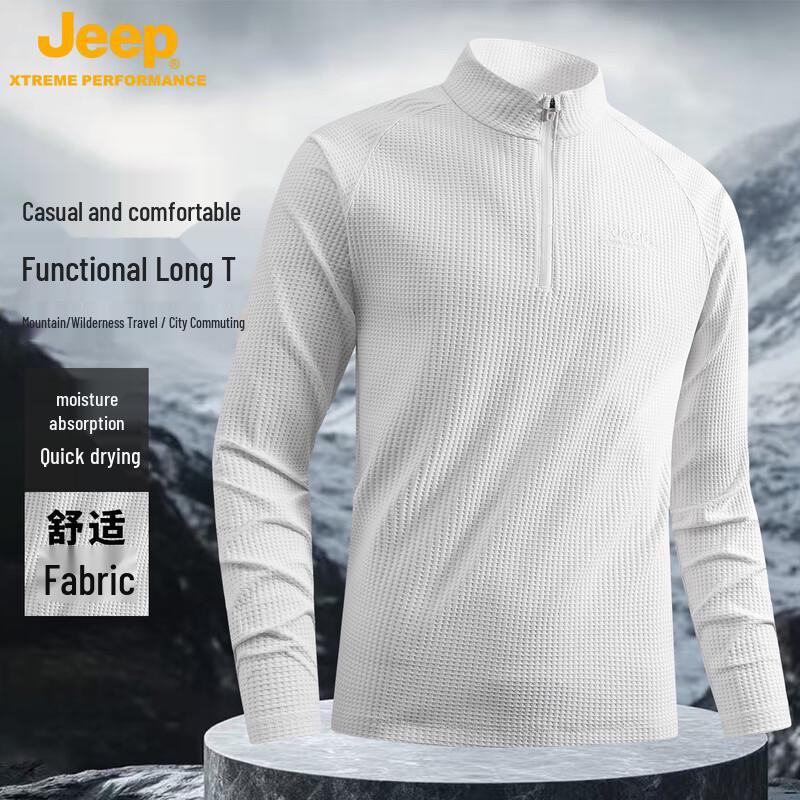 JEEP Unisex Long Sleeve Half-Zip Stand Collar T-Shirt XL