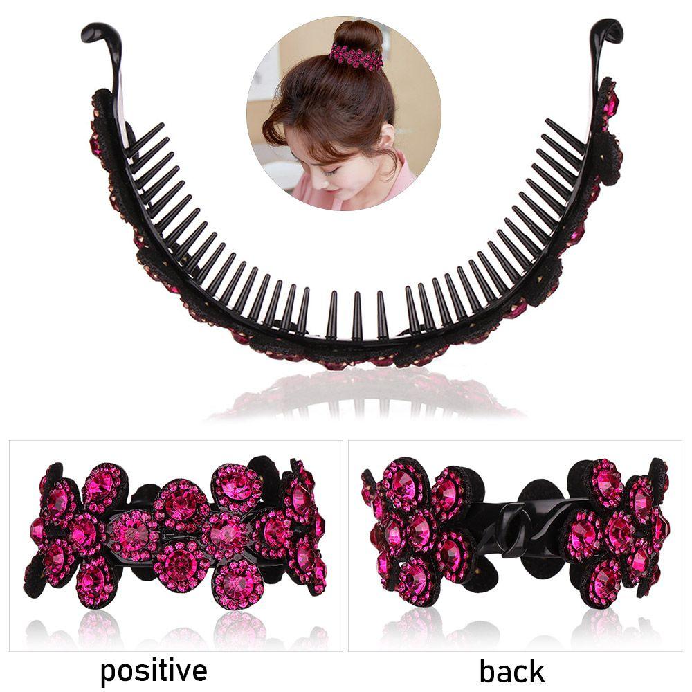 Women fashion Ponytail Holder Hair Accessories Headwear Crystal Hair Claw HairClips Bun Hairpin