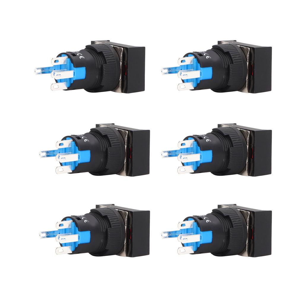 25Pcs Push Button Switch Self Locking Momentary 16mm Square with Light Set Kit 24VRed