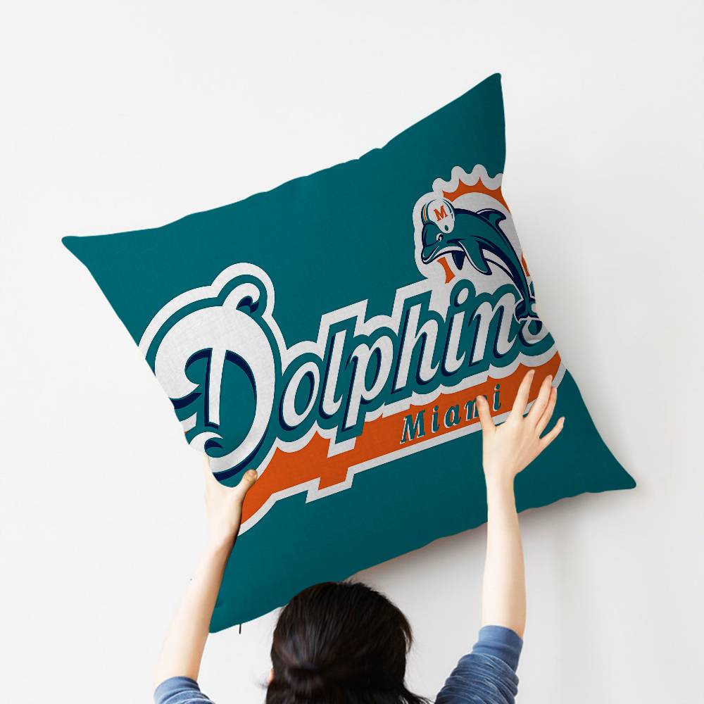 M-Miami D-Dolphins Cushion Cover Decorative Pillow Sofa Home Decor Case Pillow Cases