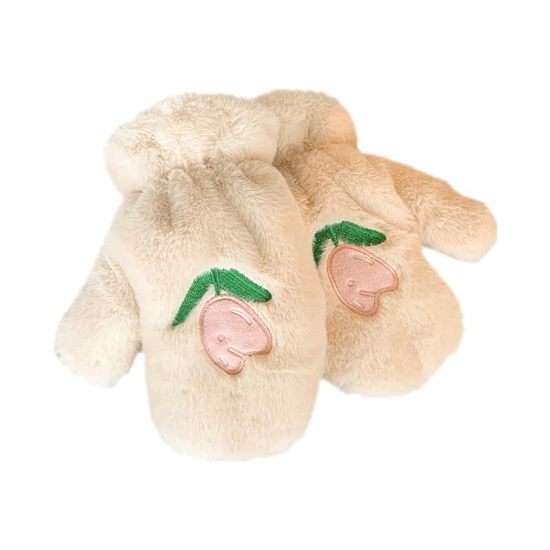 Tulip Plush Gloves Winter Cute Girl Heart Cartoon Warm Riding Plush Thickened Gloves