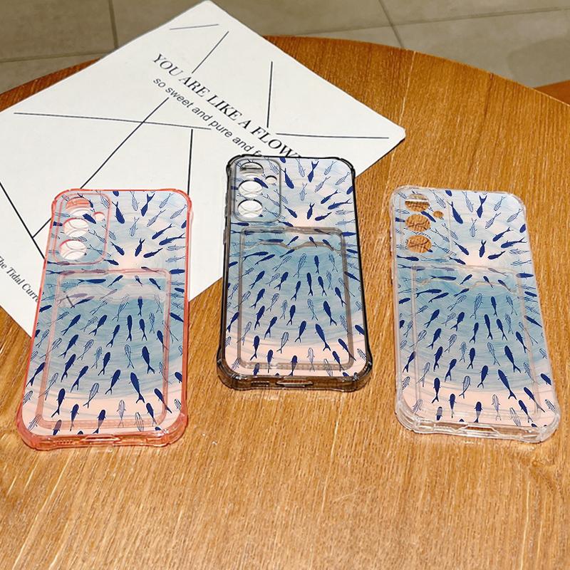 Whales Pattern Case For Samsung Galaxy S25 Edge S22 S23 S24 Ultra S21 S24 FE A56 A36 A26 A35 A55 A54 A16 A15 Card Bag Clear Phone Cover