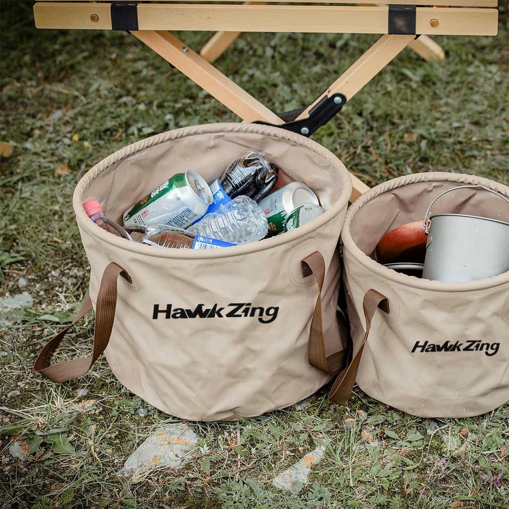 Hawk Zing Folding Bucket for Camping 10L 20L Water Collecting Cloth Bucket Large Capacity Water Container Washing Tub Waterproof Bucket Compact