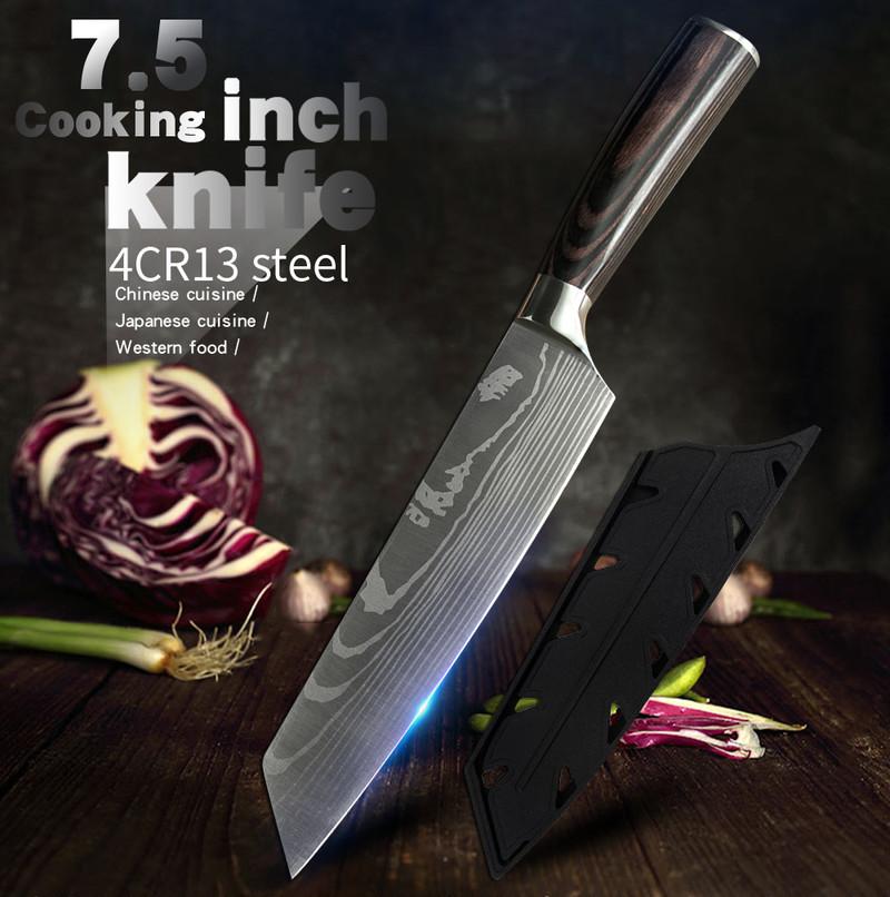 7.5 Inch Professional Japanese Chef's Knife Stainless Steel Meat Cleaver Kitchen Knife