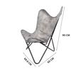 Folding Office & Home Stylish Gray Leather Butterfly Chair - Comfortable Arm Rest Relaxing Butterfly Chair - with Black Powder Coated Iron Stand