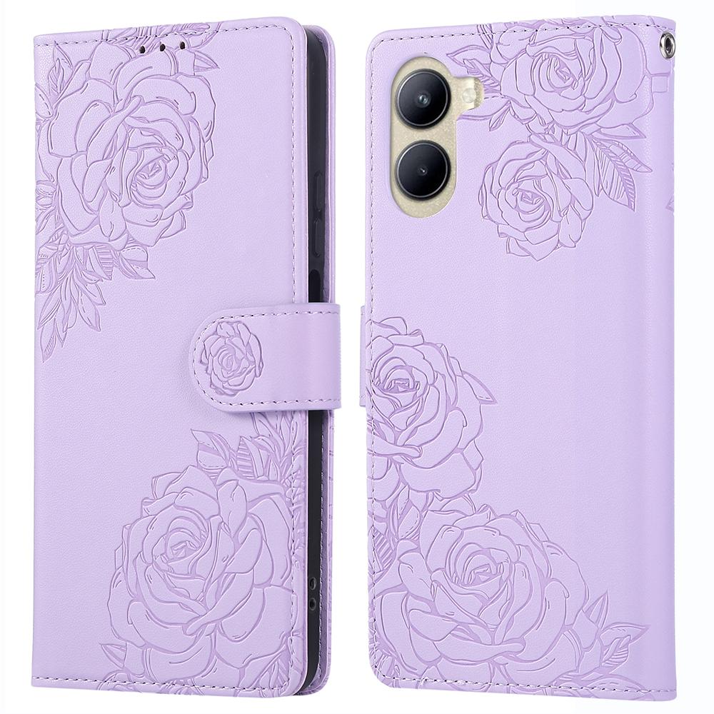 For Realme C33 4G/C33 2023 4G Case Rose Flower PU Leather Wallet Phone Cover with 3 Card Slots