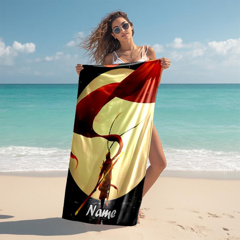Personalized customized proof beach towel with Black Myth Wukong Game  pattern - soft, absorbent, quick-drying, perfect swimming, camping&bathing