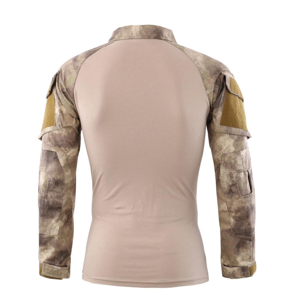 Men Tactics Camouflage Long-Sleeve Beefy Muscle Basic Solid Blouse Tee Shirt Top