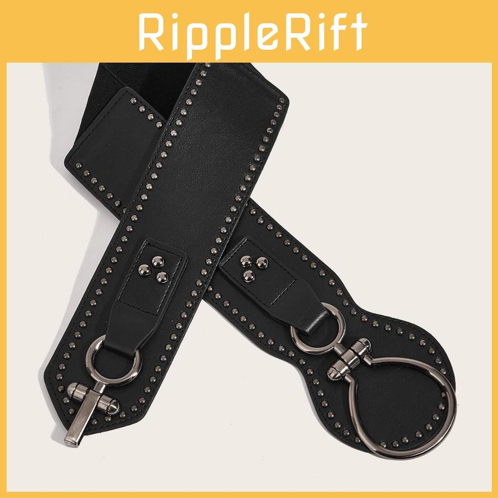 Fashion Color Solid Large Circular Buckle And Rivet Design Women Waistband Wide