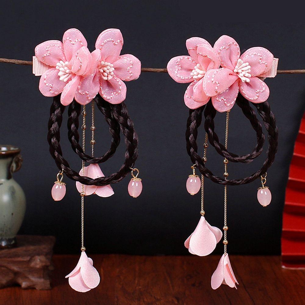 Flower Hanfu Headdress Baby Wig Hairpin New Year Headdress Child Hair Accessories Bow Hair Clip