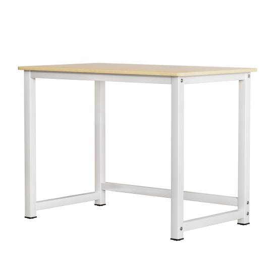 40 Inch Computer Desk, Wood Modern Simple Style Gaming Desk for Home Office, Student Study Writing Table with Metal