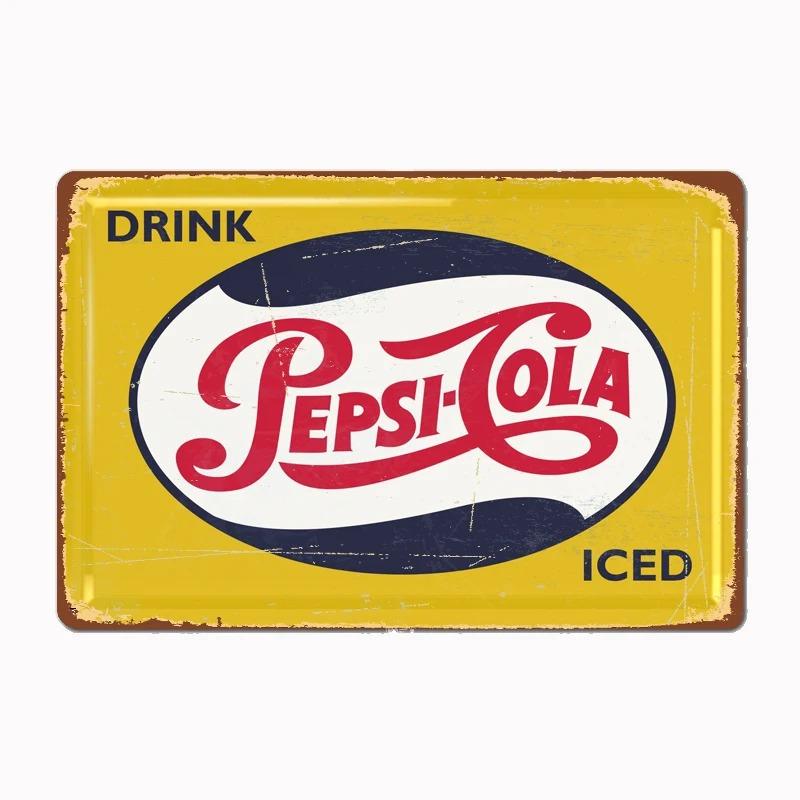 Vintage Pepsi Metal Tin Signs - Classic Art Posters, Nordic Style Wall Decor for Home Kitchen Club Pub