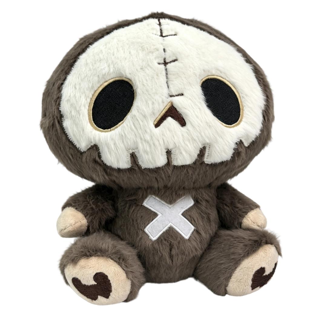 Plush Skull Doll Halloween Decoration Soft Stuffed Toy Skeleton Figure Sitting Pose Indoor Outdoor Display Collectible