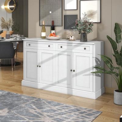 Kitchen Cabinet with 4 Doors 2 Drawers High Capacity Wood Coffee Bar Storage Cabinet Dining Room Furniture